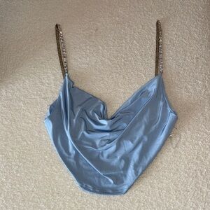 Windsor Blue Crop Top with Silver Straps